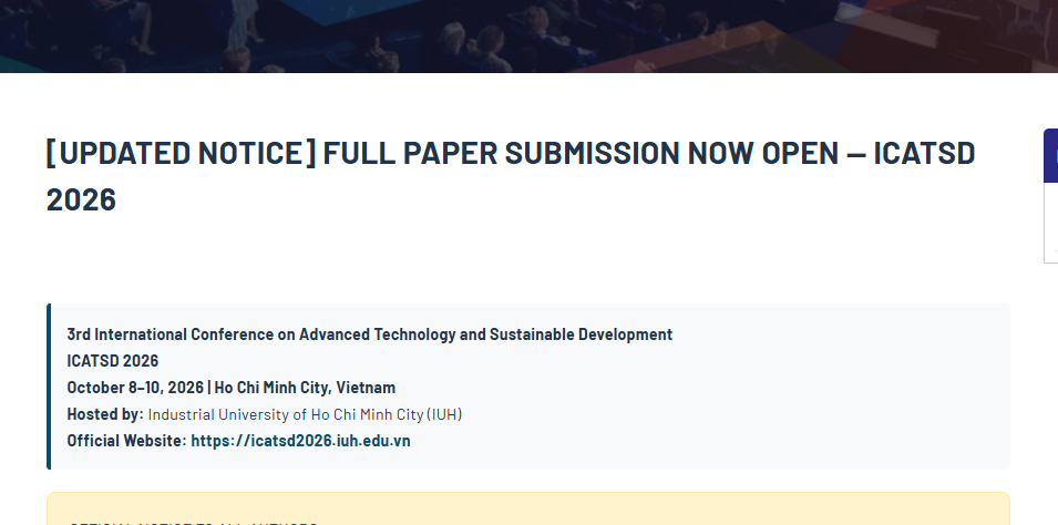 [UPDATED NOTICE] Full Paper Submission Now Open — ICATSD 2026