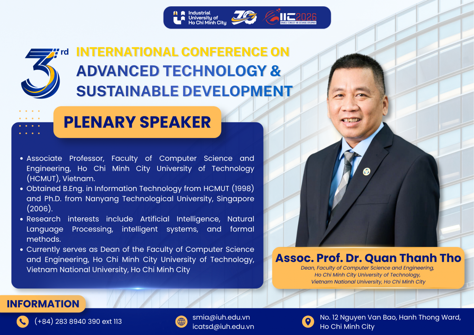 ICATSD2026 - Plenary Speaker 4: Assoc. Prof. Dr. Quan Thanh Tho