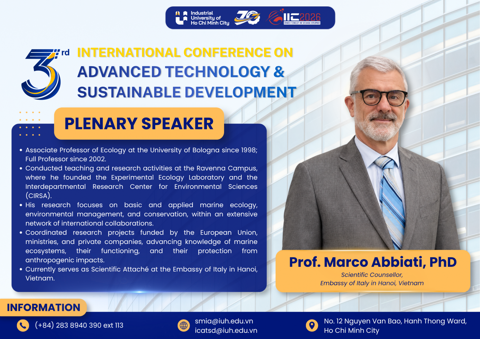 ICATSD2026 - Plenary Speaker 2: Prof. Marco Abbiati, PhD